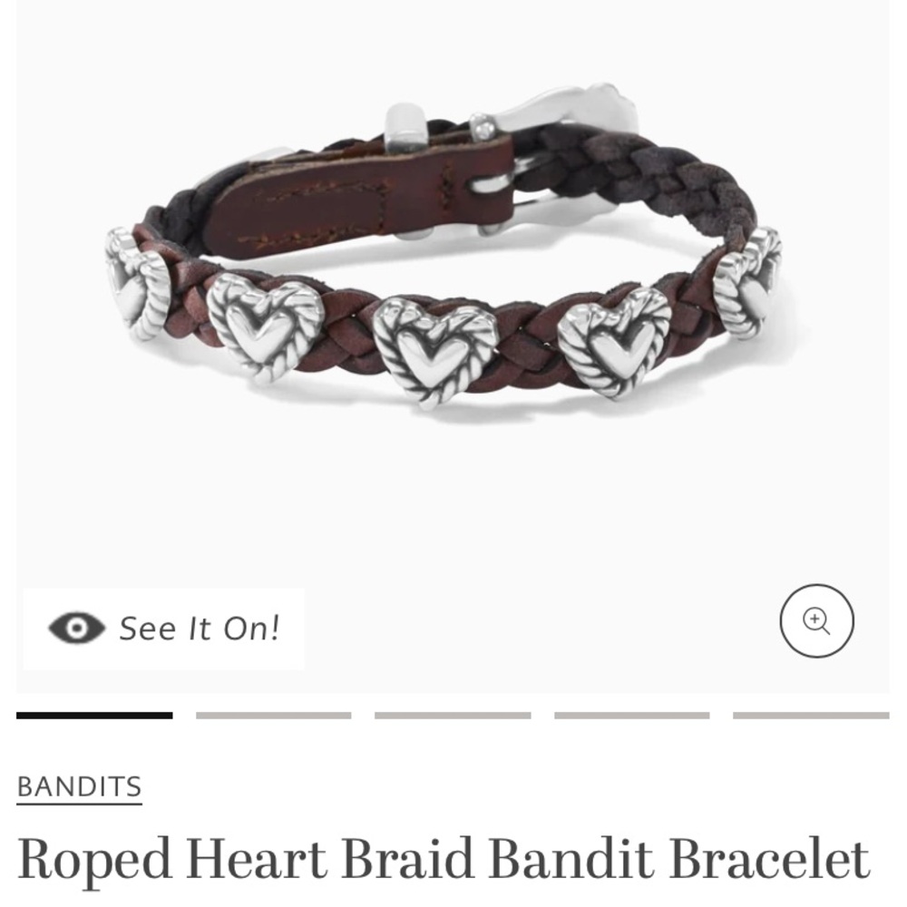 Brighton Brown and Silver Heart Charm Bracelet